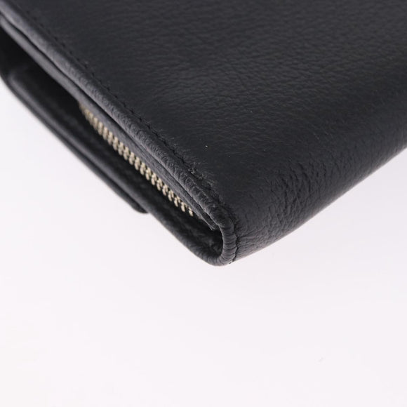 Vivienne Westwood Long Wallet Leather Black Gold Tone Auth 203366A