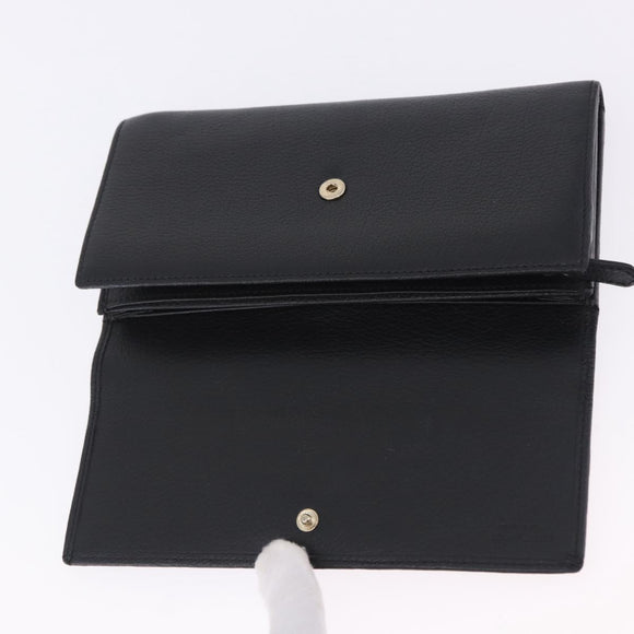 Vivienne Westwood Long Wallet Leather Black Gold Tone Auth 203366A