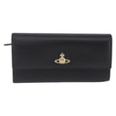 Vivienne Westwood Long Wallet Leather Black Gold Tone Auth 203366A-2