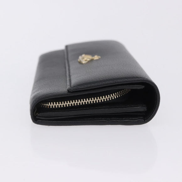 Vivienne Westwood Long Wallet Leather Black Gold Tone Auth 203366A