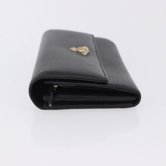 Vivienne Westwood Long Wallet Leather Black Gold Tone Auth 203366A
