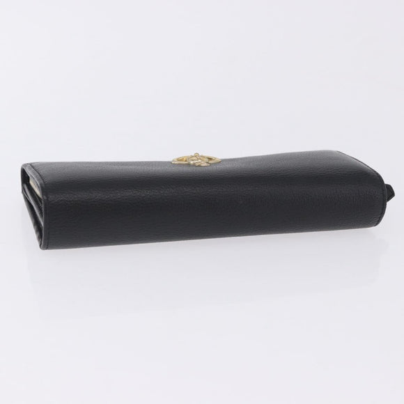 Vivienne Westwood Long Wallet Leather Black Gold Tone Auth 203366A