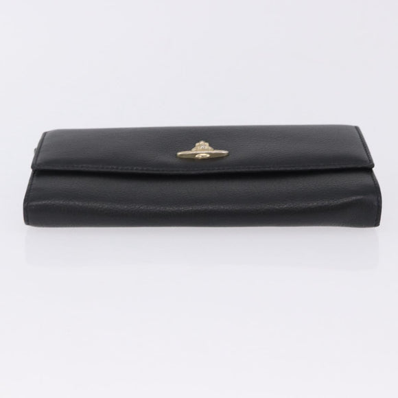 Vivienne Westwood Long Wallet Leather Black Gold Tone Auth 203366A