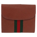 GUCCI Web Sherry Line Bifold Wallet Leather Brown 035 184 1647 Auth 203367A-13