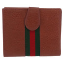 GUCCI Web Sherry Line Bifold Wallet Leather Brown 035 184 1647 Auth 203367A-2