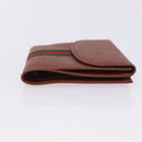 GUCCI Web Sherry Line Bifold Wallet Leather Brown 035 184 1647 Auth 203367A-3