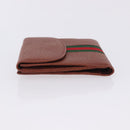 GUCCI Web Sherry Line Bifold Wallet Leather Brown 035 184 1647 Auth 203367A-4
