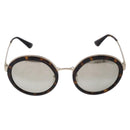 PRADA Sunglasses Metal Brown Gold Tone Auth 203370-13
