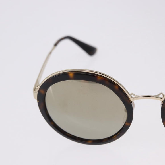 PRADA Sunglasses Metal Brown Gold Tone Auth 203370