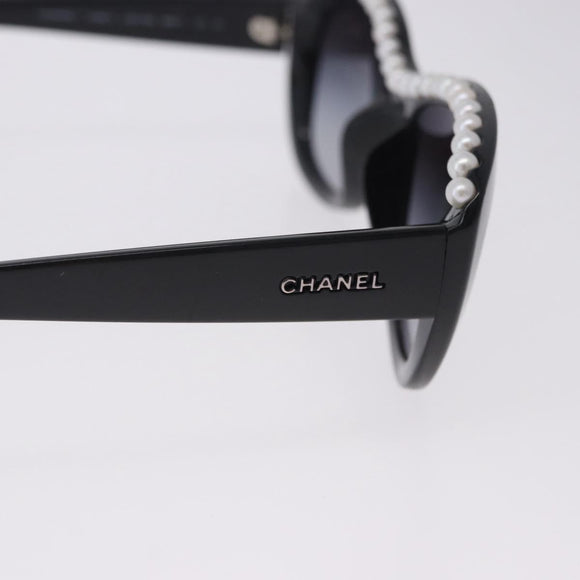 CHANEL Sunglasses Plastic Black White CC Auth 203372