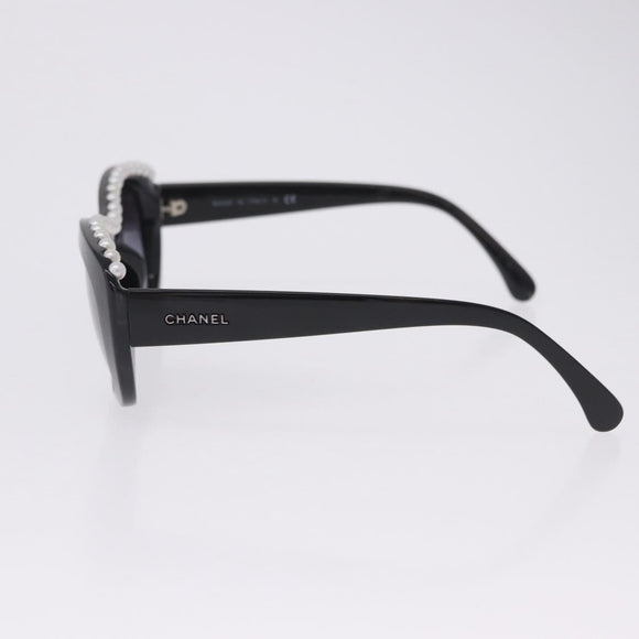 CHANEL Sunglasses Plastic Black White CC Auth 203372