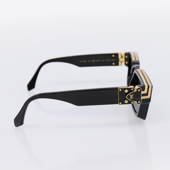 LOUIS VUITTON 1.1 Millionaire Sunglasses Plastic Black Gold Z1165E Auth 203374M