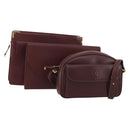 CARTIER Must Line Shoulder Bag Leather 3 Set Bordeaux Gold Auth 203375-1