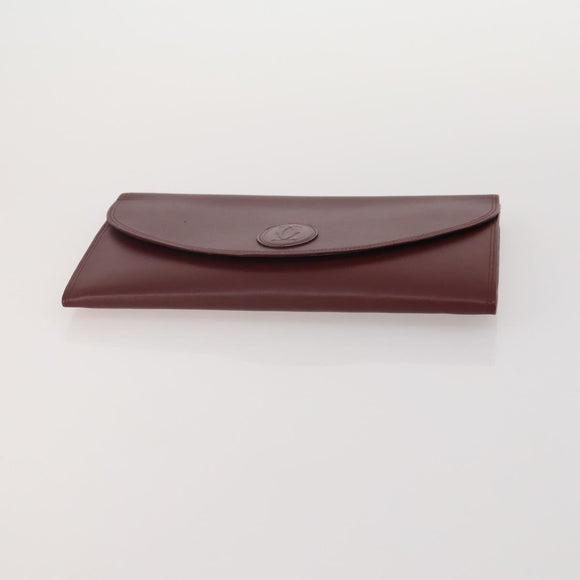 CARTIER Must Line Shoulder Bag Leather 3 Set Bordeaux Gold Auth 203375