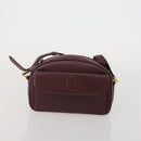 CARTIER Must Line Shoulder Bag Leather 3 Set Bordeaux Gold Auth 203375-14