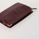 CARTIER Must Line Shoulder Bag Leather 3 Set Bordeaux Gold Auth 203375-5