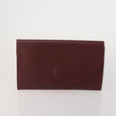 CARTIER Must Line Shoulder Bag Leather 3 Set Bordeaux Gold Auth 203375-8