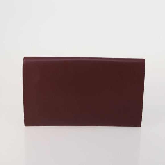 CARTIER Must Line Shoulder Bag Leather 3 Set Bordeaux Gold Auth 203375