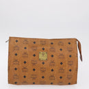 MCM Vicetos Logogram Clutch Bag PVC Leather 4 Set White Beige Auth 203376-22