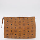 MCM Vicetos Logogram Clutch Bag PVC Leather 4 Set White Beige Auth 203376-23