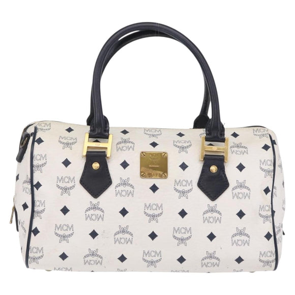 MCM Vicetos Logogram Clutch Bag PVC Leather 4 Set White Beige Auth 203376