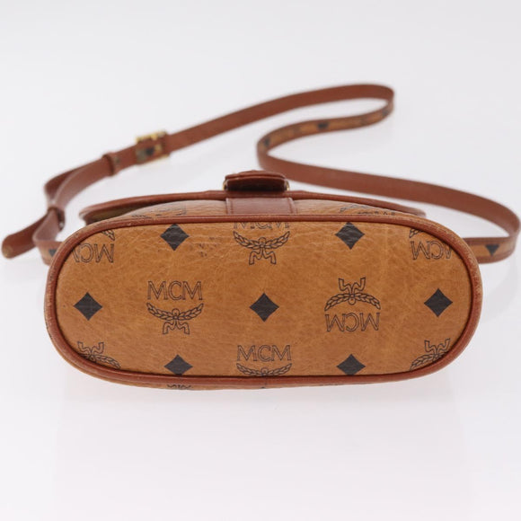MCM Vicetos Logogram Clutch Bag PVC Leather 4 Set White Beige Auth 203376