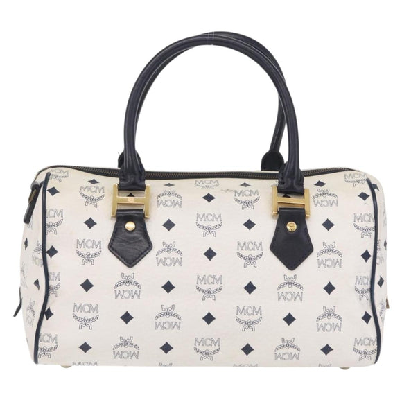 MCM Vicetos Logogram Clutch Bag PVC Leather 4 Set White Beige Auth 203376