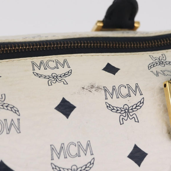 MCM Vicetos Logogram Clutch Bag PVC Leather 4 Set White Beige Auth 203376