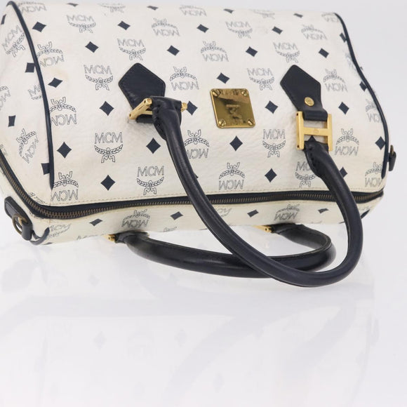 MCM Vicetos Logogram Clutch Bag PVC Leather 4 Set White Beige Auth 203376