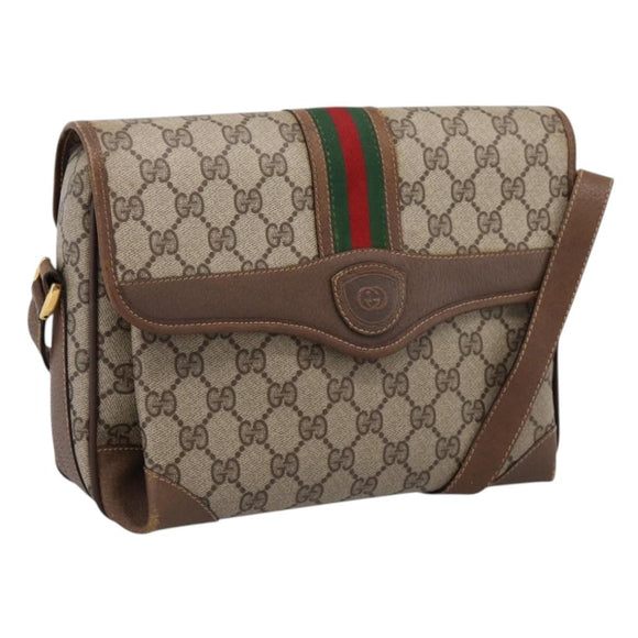 GUCCI GG Supreme Web Sherry Line Shoulder Bag PVC Beige 001 116 0844 Auth 203377