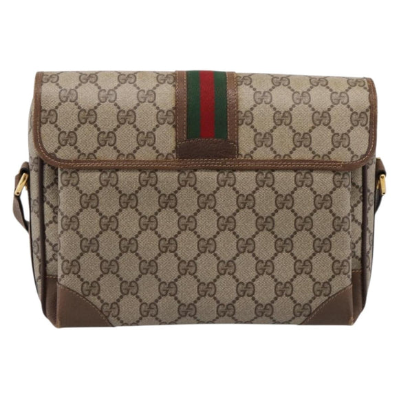 GUCCI GG Supreme Web Sherry Line Shoulder Bag PVC Beige 001 116 0844 Auth 203377
