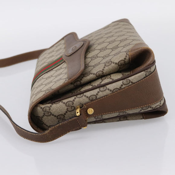 GUCCI GG Supreme Web Sherry Line Shoulder Bag PVC Beige 001 116 0844 Auth 203377