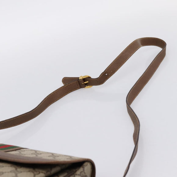GUCCI GG Supreme Web Sherry Line Shoulder Bag PVC Beige 001 116 0844 Auth 203377