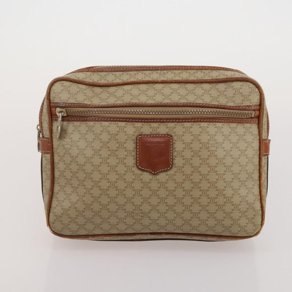 CELINE Macadam Canvas Shoulder Bag PVC Leather 3 Set Brown Beige Auth 203379
