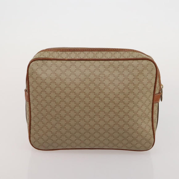CELINE Macadam Canvas Shoulder Bag PVC Leather 3 Set Brown Beige Auth 203379