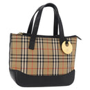 BURBERRY Nova Check Hand Bag Canvas Beige Gold Auth 203383A-1