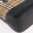 BURBERRY Nova Check Hand Bag Canvas Beige Gold Auth 203383A-11