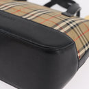 BURBERRY Nova Check Hand Bag Canvas Beige Gold Auth 203383A-12
