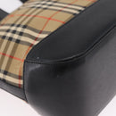 BURBERRY Nova Check Hand Bag Canvas Beige Gold Auth 203383A-13