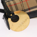 BURBERRY Nova Check Hand Bag Canvas Beige Gold Auth 203383A-15