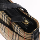 BURBERRY Nova Check Hand Bag Canvas Beige Gold Auth 203383A-16