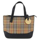 BURBERRY Nova Check Hand Bag Canvas Beige Gold Auth 203383A-2