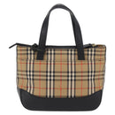 BURBERRY Nova Check Hand Bag Canvas Beige Gold Auth 203383A-3