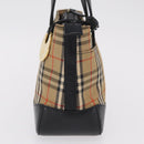 BURBERRY Nova Check Hand Bag Canvas Beige Gold Auth 203383A-4