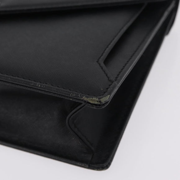 BURBERRY Clutch Bag Leather Black Silver Auth 203385