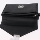 BURBERRY Clutch Bag Leather Black Silver Auth 203385-18