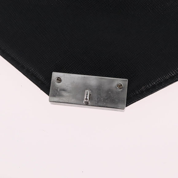 BURBERRY Clutch Bag Leather Black Silver Auth 203385