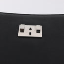 BURBERRY Clutch Bag Leather Black Silver Auth 203385-19