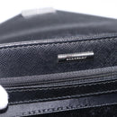 BURBERRY Clutch Bag Leather Black Silver Auth 203385-20
