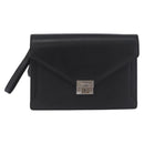 BURBERRY Clutch Bag Leather Black Silver Auth 203385-13